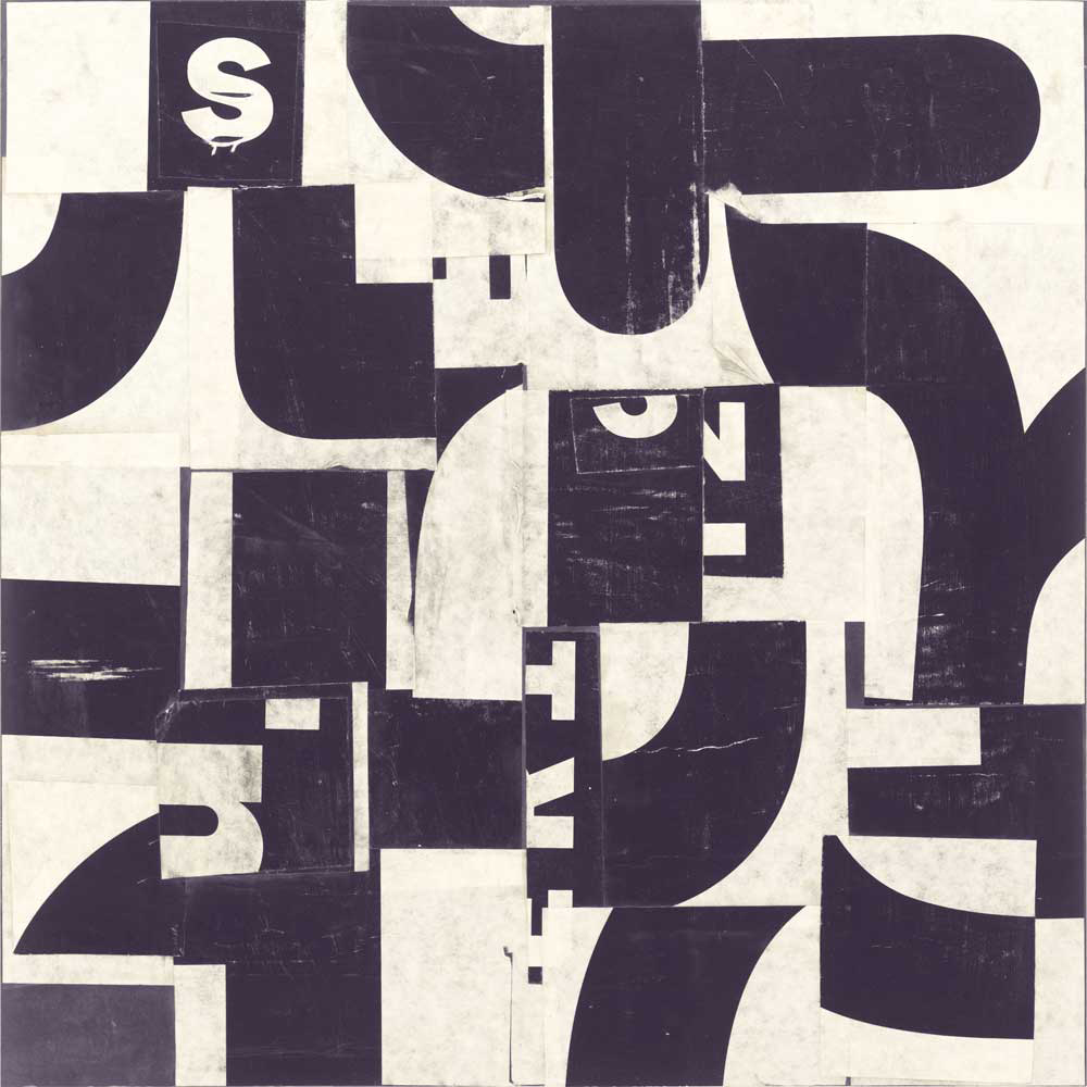 Collaged Letters Purple D